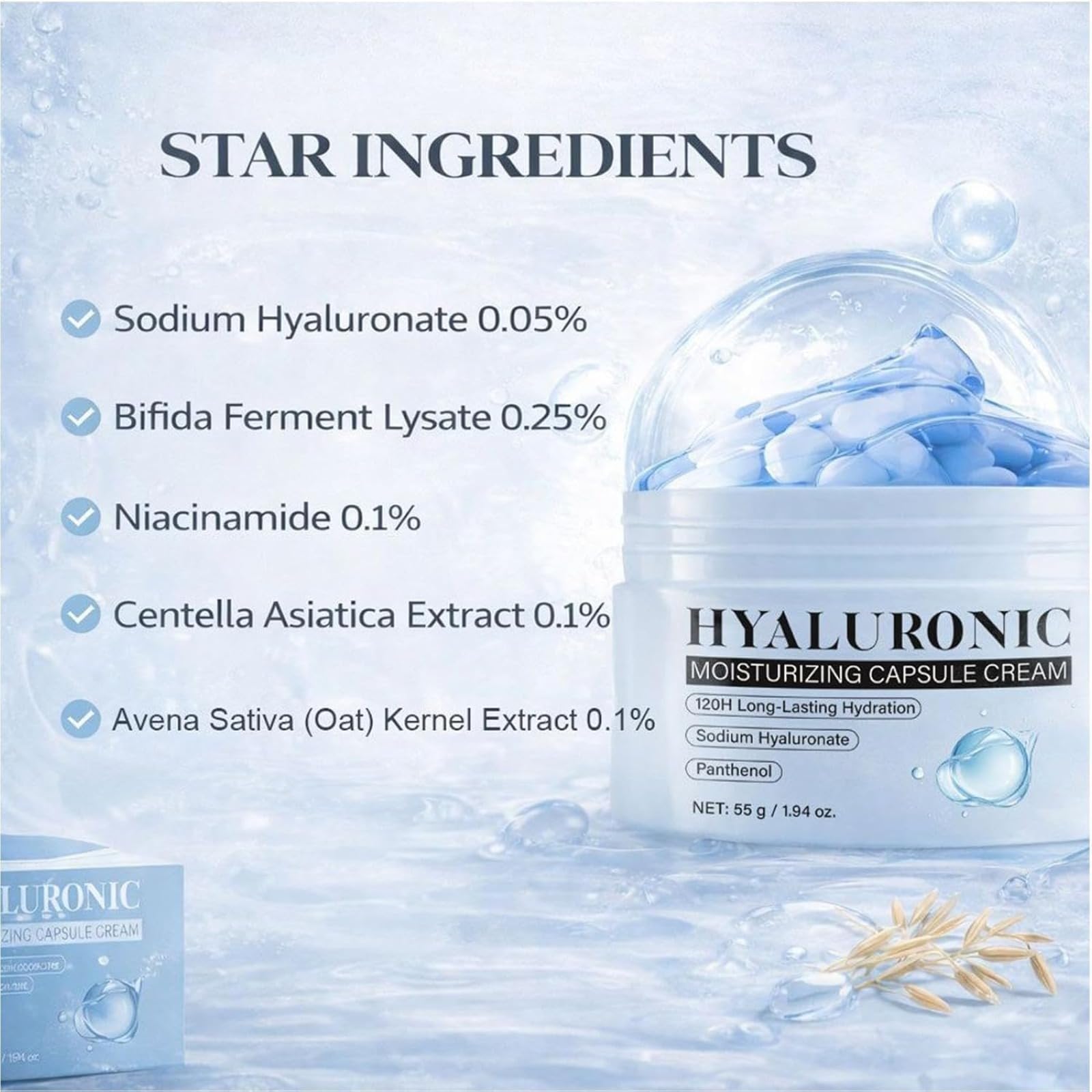 Hyaluronic Acid Capsule Cream,Feuchtigkeitsspendende Gesichtscreme,Beruhigender Haut Regenerationsbalsam,Feuchtigkeitsspendende After-Sun-Lotion,Schnell einziehender,pflegender Gesichtsbalsam (3pcs)