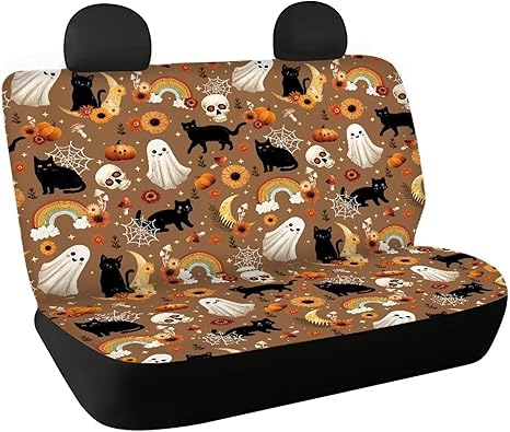 Car Seat Covers Backseat,Cars Accessories Dog Seat Cover for Back Seat Non-Slip Soft Pet Seat Cover for Cars Back Seat,Bench Protective Covers Halloween Ghost