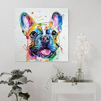 タイトル「フレンチブルドック、片パイド」 アクリル画