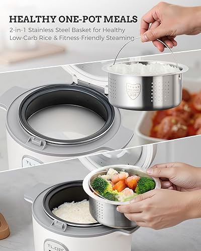 Vista 16 de TLOG Mini olla arrocera de 2.5 tazas sin cocinar, máquina de arroz portátil con revestimiento de cerámica saludable, olla de arroz de viaje de 1.2L