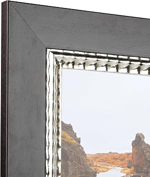 ArtToFrames 4x37 Inch Silver Picture Frame, This 3.9400 Inch Custom Poster Frame is Espresso with Silver Lip - with Acrylic and Corrugated Backing 2WOMG710837-4x37