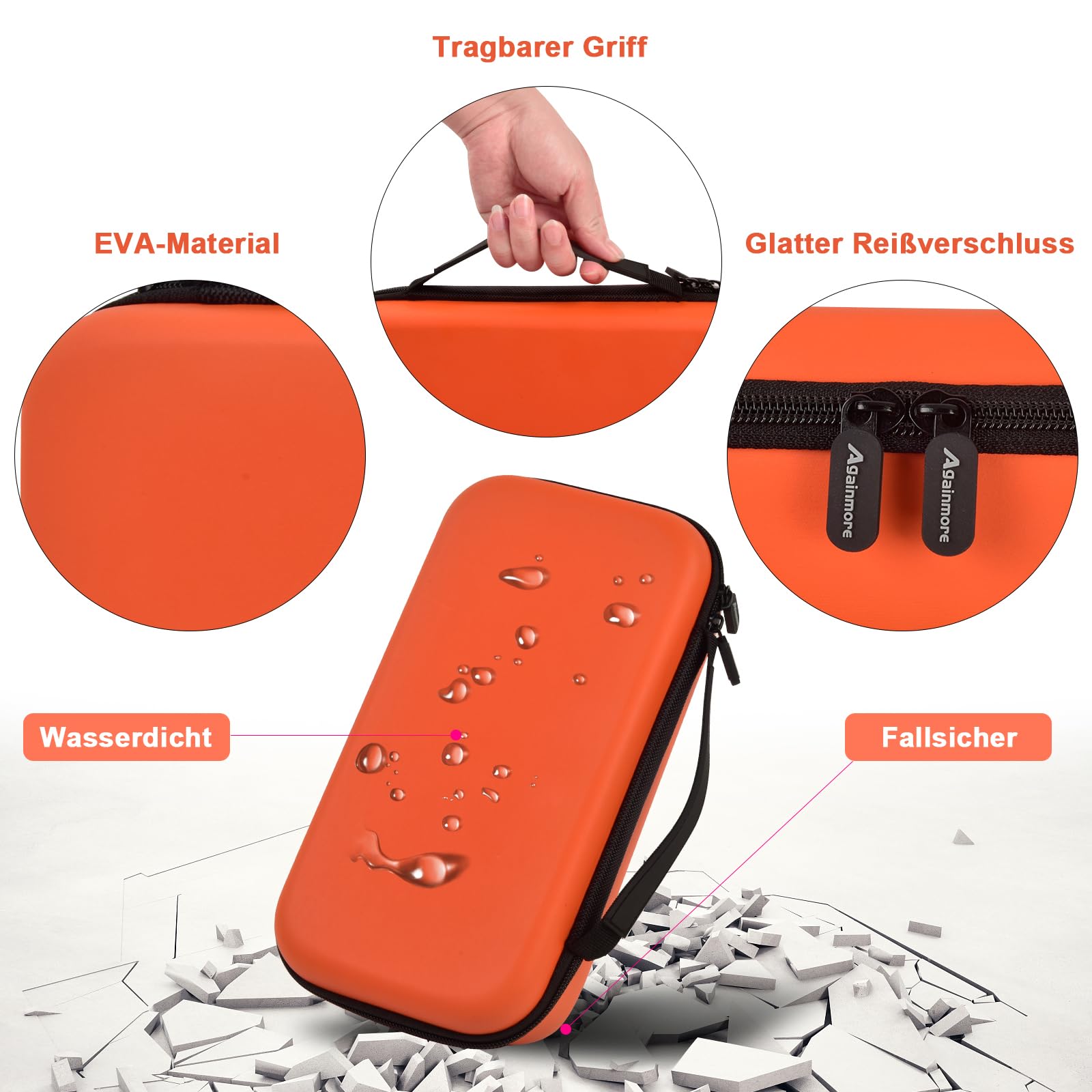 Kabelloses Mikrofongehäuse Kompatibel mit JBL Wireless Two Mikrofon System, Handheld Dual Mic Reisetasche zum Singen oder Karaoke für Empfänger, Adapter, AA Batterien-Schwarz (Nur Box) (orange)
