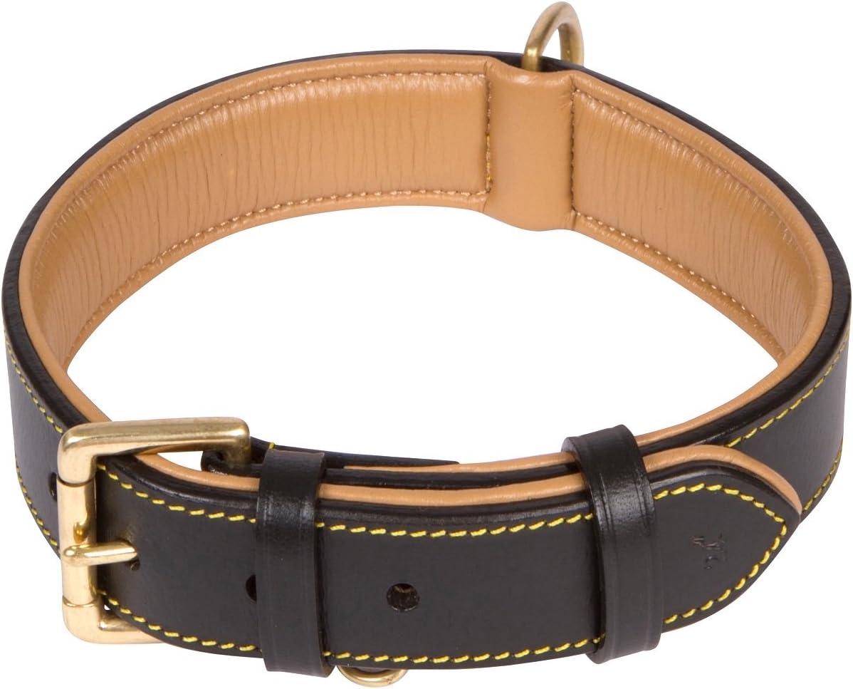 Soft Touch CollarsBlack Leather Dog Collar, Made with Genuine Real Leather, Best for Large Male or Female Dogs