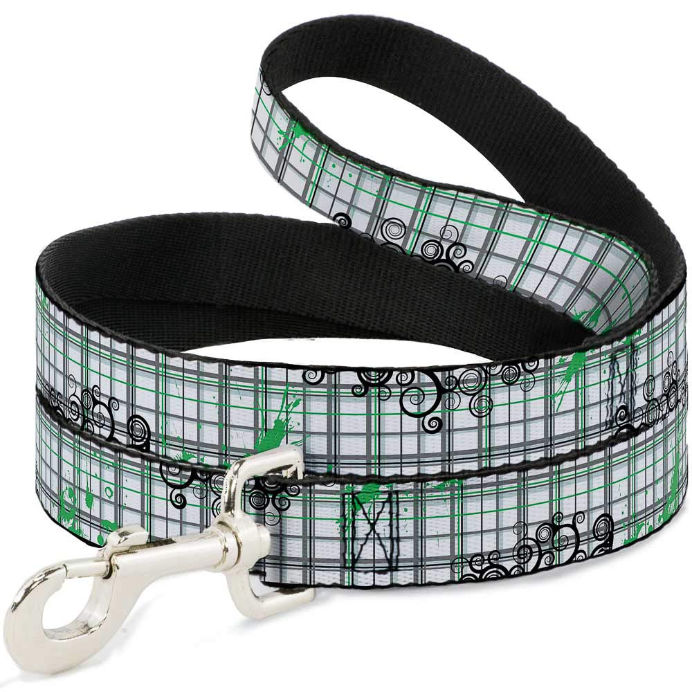 Laisse pour chien Buckle Down Dl-w31618-n motif plaid blanc noir gris vert de 1,2m
