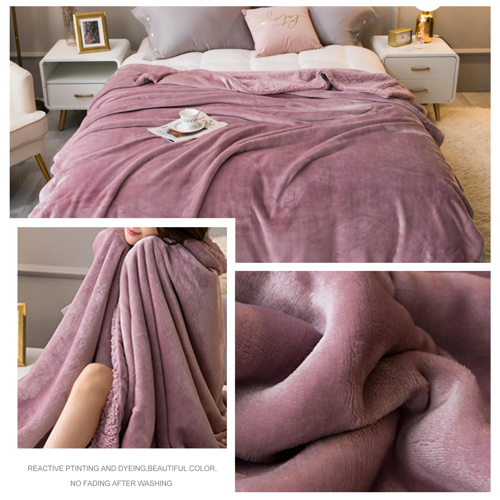 Ergocar Sherpa Decke, Milchvlies Sofadecke Doppelgesicht, Kuscheldecke Flauschig & Super Weich, Hochwertige Decke Dekorative für Alle Jahreszeiten, für Kinder und Erwachsene