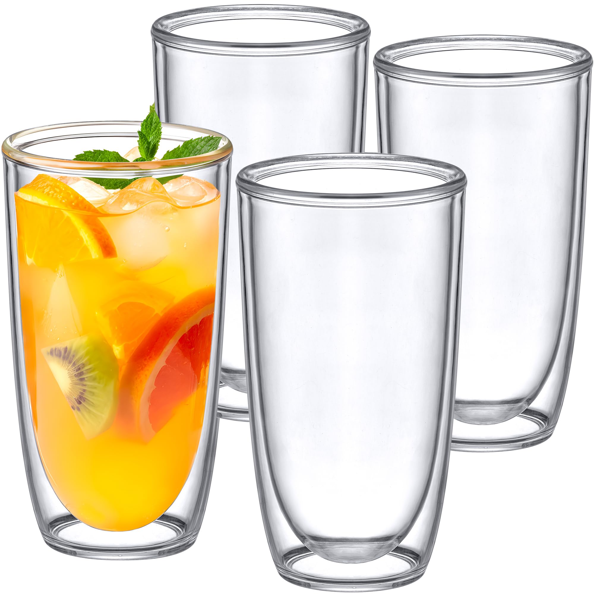 - Andes - 22-Ounce Insulated Plastic Tumblers (Set of 4), Double-Wall Plastic Drinking Glasses, All-Clear Reusable Cups, BPA-Free, Shatter-Proof, Dishwasher-Safe