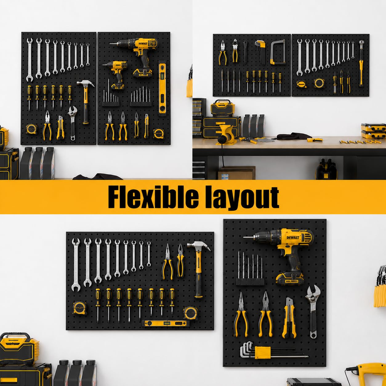 WallPeg Made in USA - zestaw organizerów ściennych do pegboardów - (PK-5B) - szerokość 122 cm - 2 panele Pegboard i 36 haczyków do tablic blokujących, organizacja garażu i organizer na narzędzia