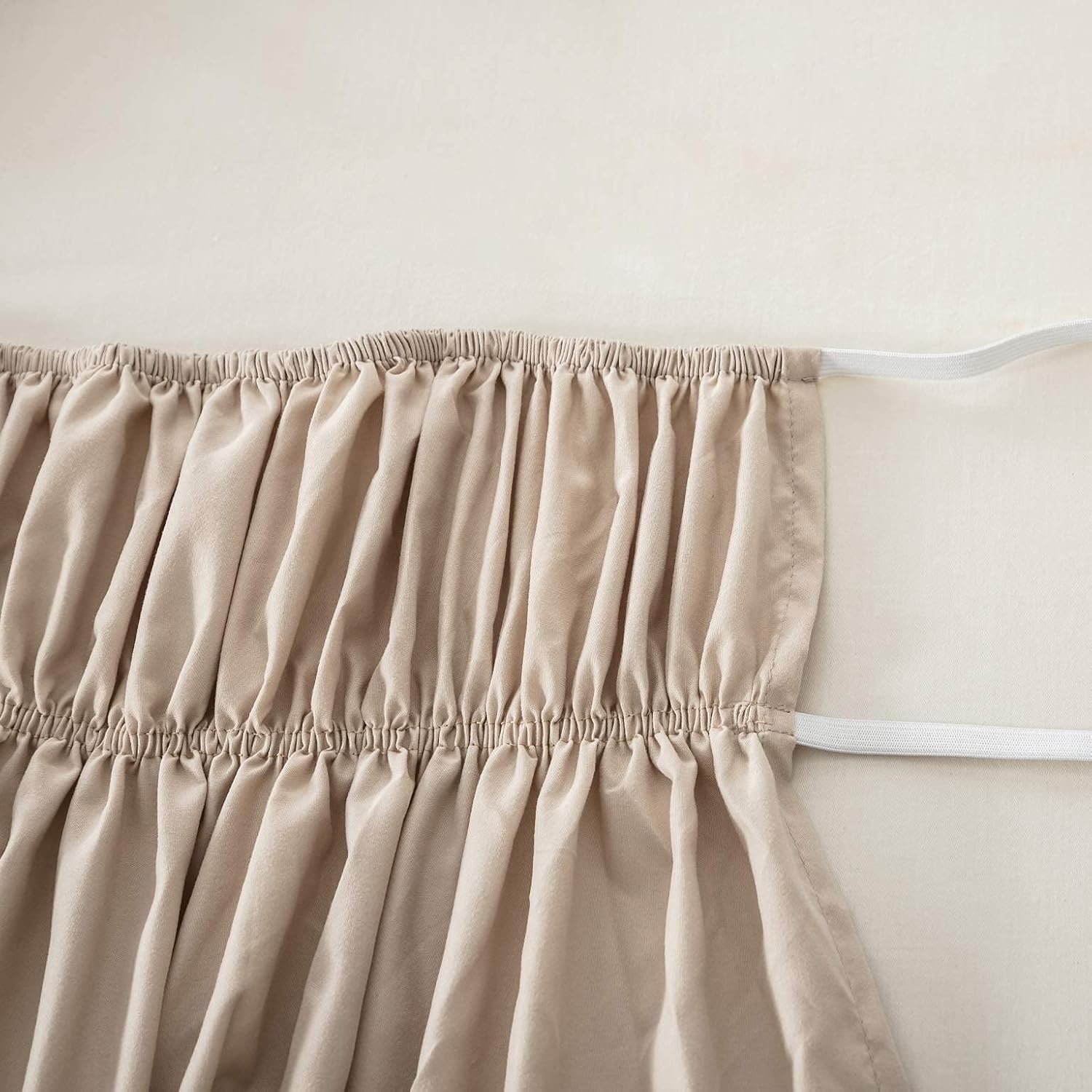 AYASW Wrap Around Bed Skirt 18 Inch Drop with Elastic No Top Cover Dust Ruffle Queen-King Size Cream