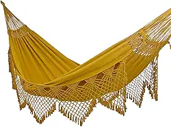 Rede de Dormir e Descanso Safira Casal Extra 100% Algodão Jaguaruana. (Mostarda)