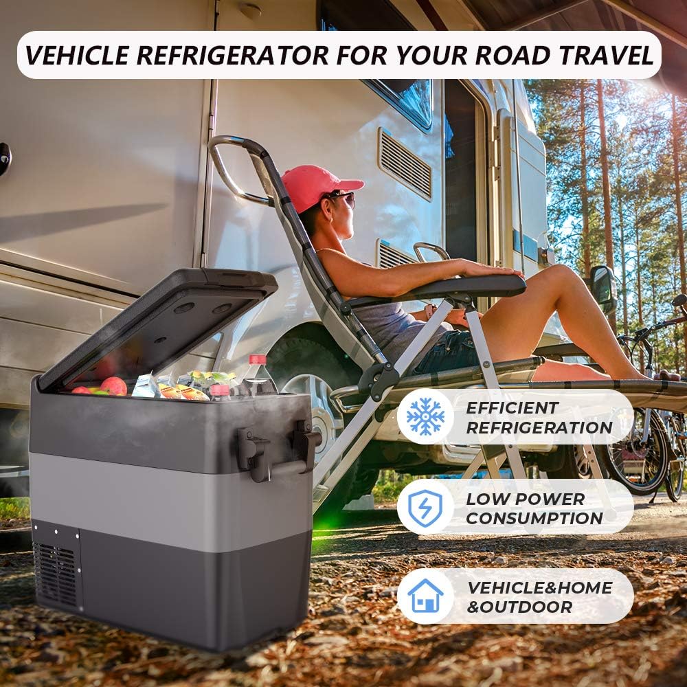 JoyTutus Portable Freezer for Car 53 Quart/50L 12 Volt Refrigerator (-4℉~50℉) Compressor Fridge for Truck Camper, RV Trip, Room, Van, Auto, Outdoor Adventures and Home Use with 12/24V DC 110V AC : Automotive