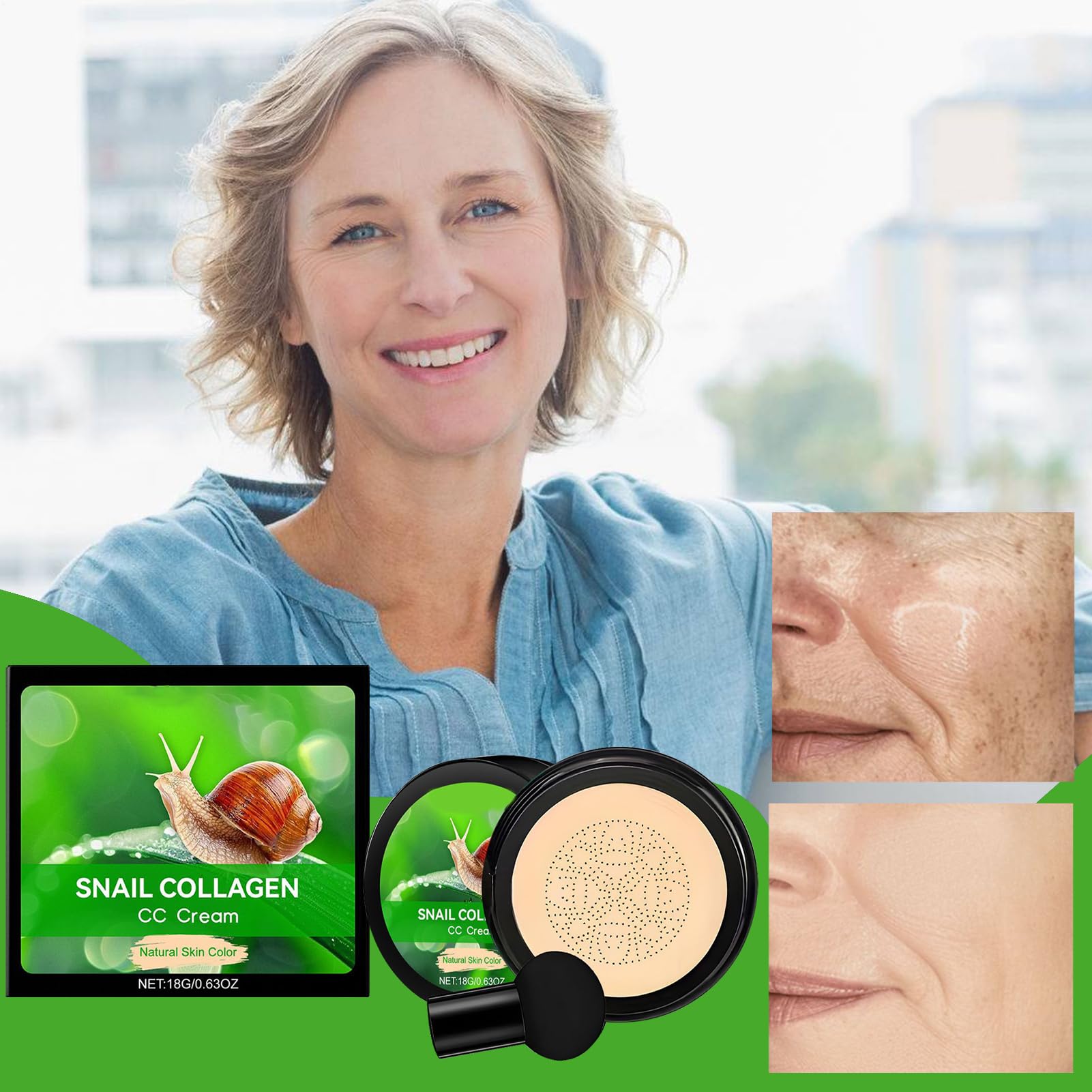 Cuscino Air CC Cream - Correttore Idratante Viso | Crema CC Viso A Lunga Tenuta Con Cuscino Air Cushion Per Trucco Quotidiano