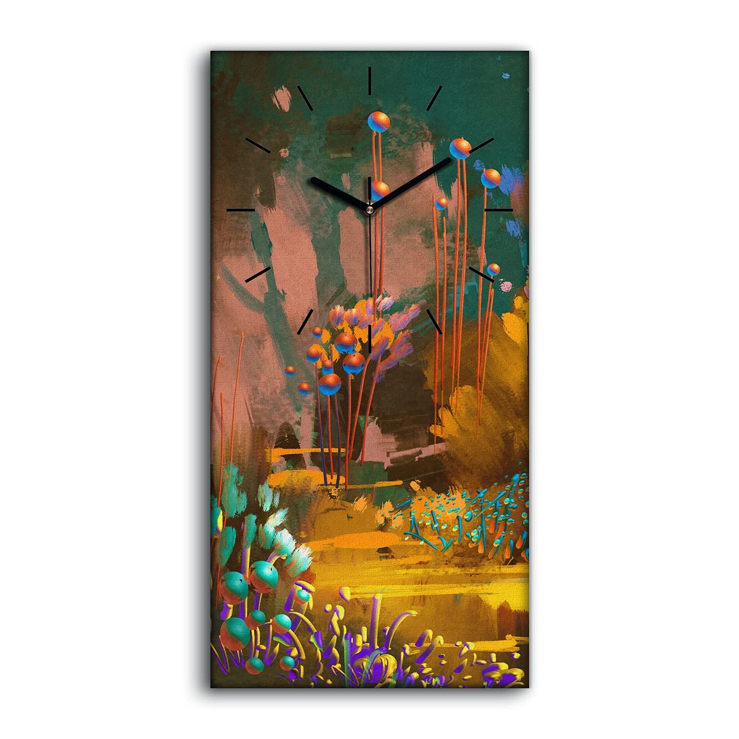 Horloge sur Toile Forêt Fantastique - Image Art Mural Salon et Chambre 30x60