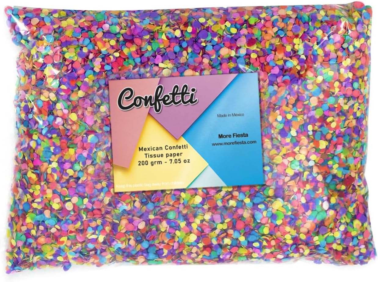 Paper Mexican Confetti Bag of 200 grams / 7 oz - Perfect for Birthday Parties, Pinata and Easter Eggs Filler (Cascarones), Wedding Toss, Fiesta Party Decor