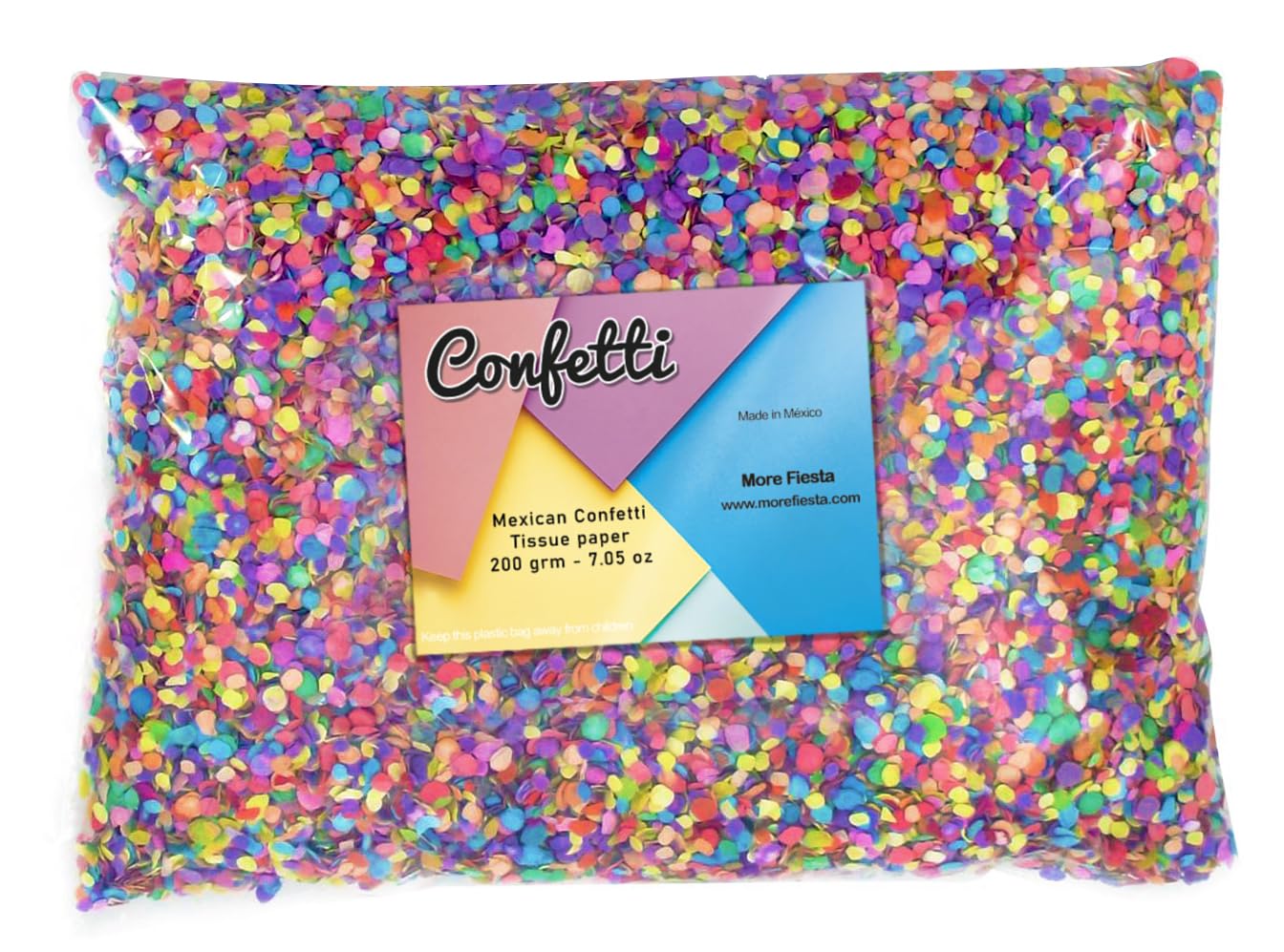 Paper Mexican Confetti Bag of 200 grams / 7 oz - Perfect for Birthday Parties, Pinata and Easter Eggs Filler (Cascarones), Wedding Toss, Fiesta Party Decor