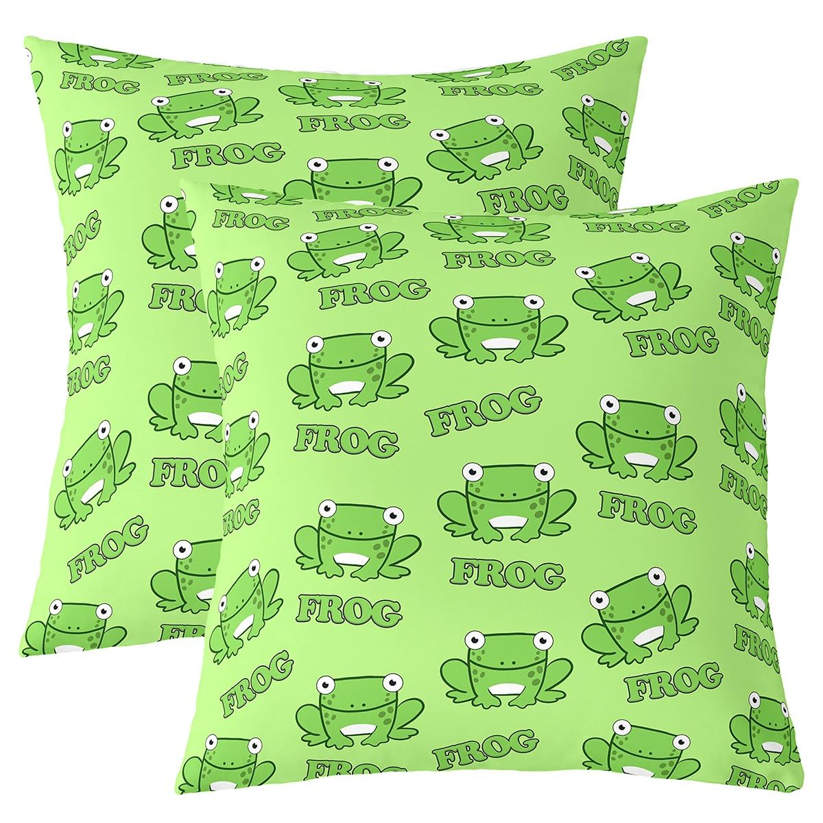 Homemissing Cute Frog Cushion Covers Set of 2 45x45cm For Sofa Couch Chair Kids Boys Girls Teens Cartoon Animal Print Pillow Covers Kawaii Decor Cushion Case Tropical Amphibian Pillow Cases — image 1
