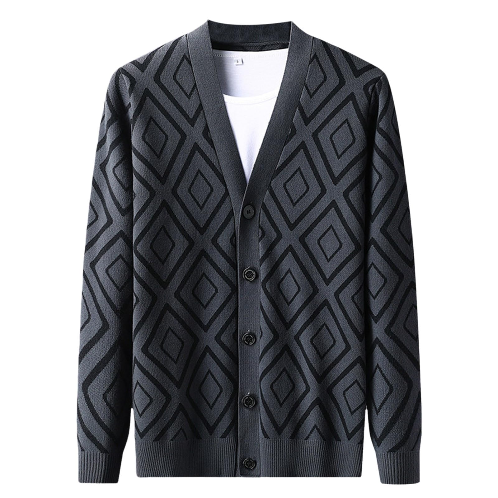 Chaqueta hombre manga larga de cuello chal para paseos casuales de invierno 5
