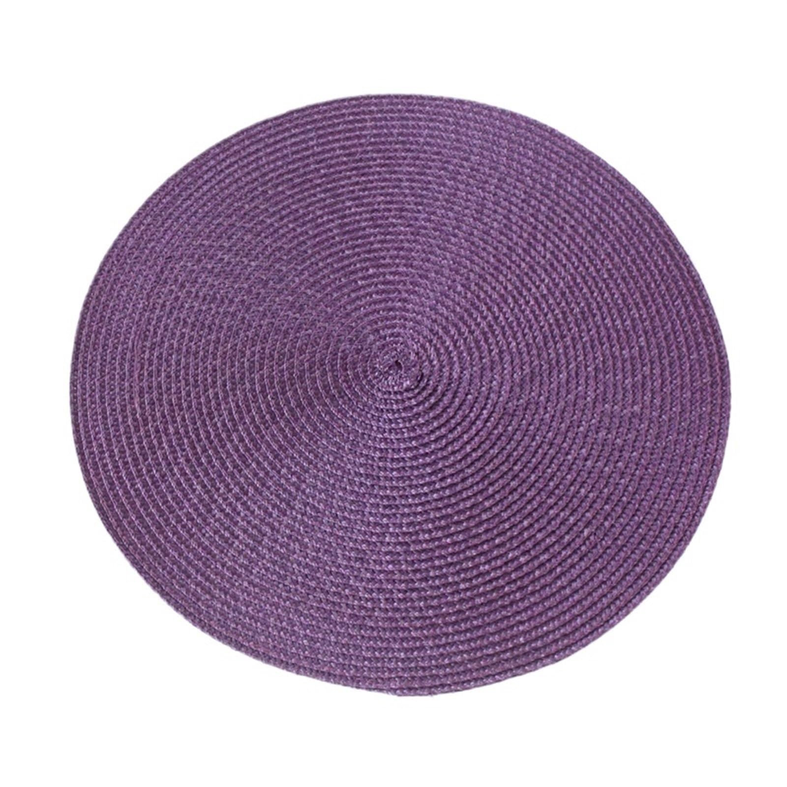place mats for table Round Placemats For Dining Table Heat-Resistant Stain Resistant Anti-Skid Washable Cotton Woven Tableware Mat for Kitchen Restaurant Dining Table(Purple)