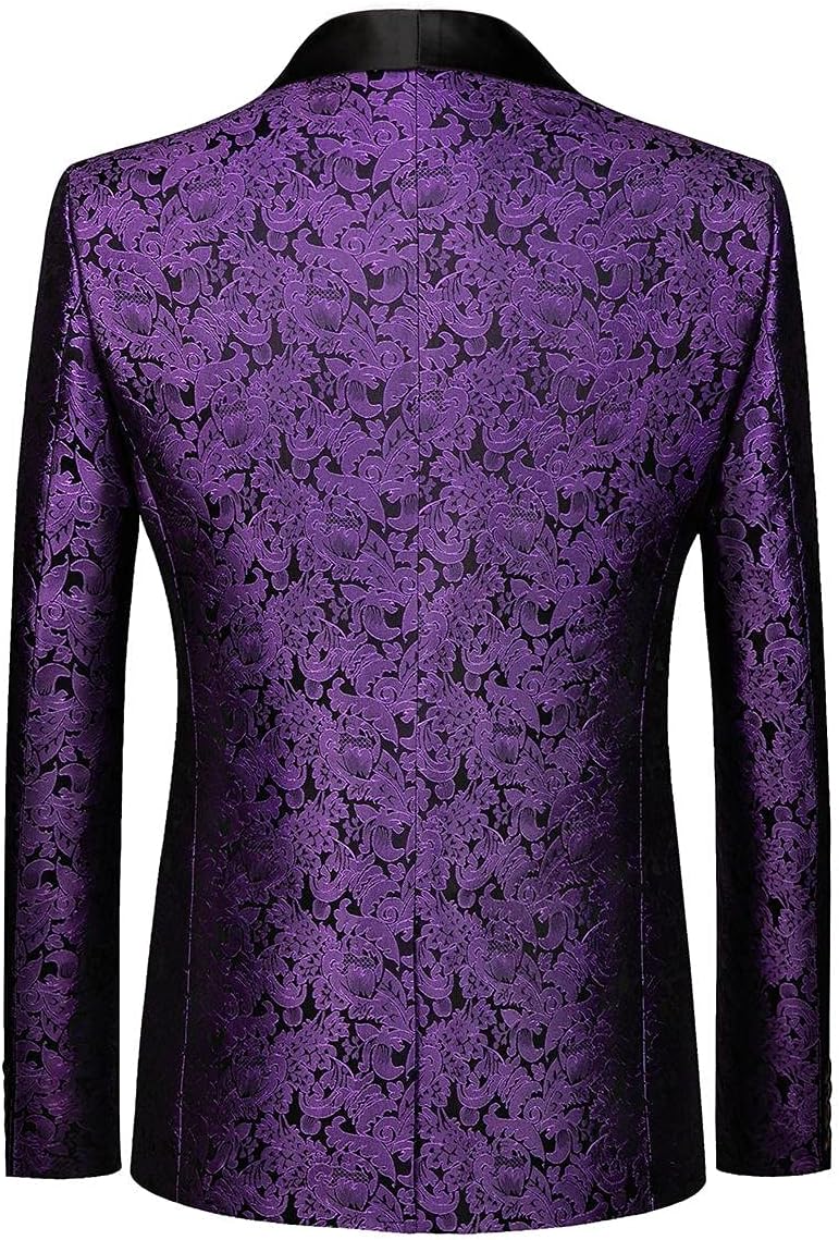 Mens Suit Slim Fit 2 Piece Formal Skinny Floral Tuxedo Suit Set Shawl Lapel for Wedding Dinner Party