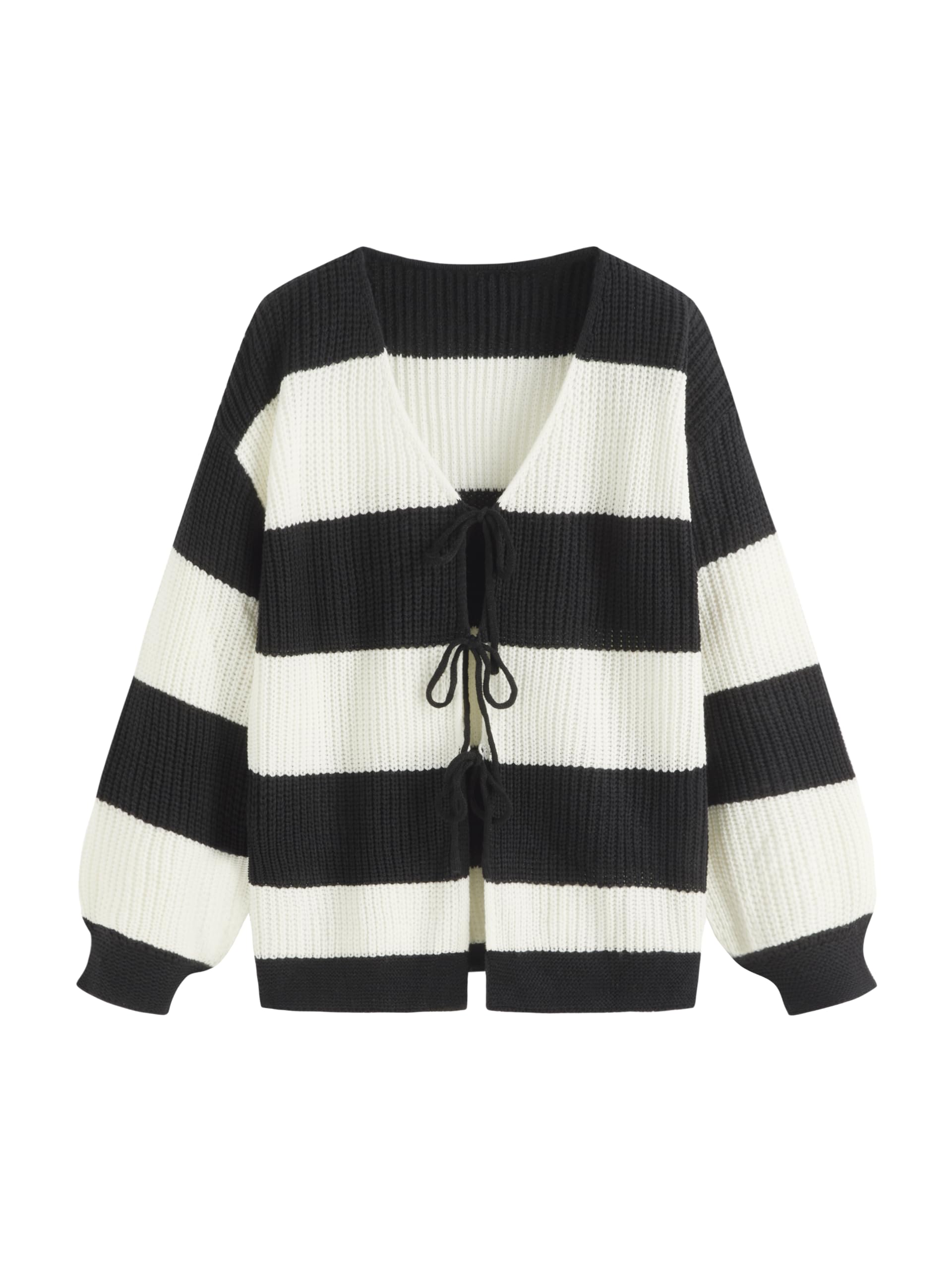 CIDER Cardigan Sweater for Women Tie Front Striped Long Sleeve V Neck Cute Y2k Fall Trendy Outfits