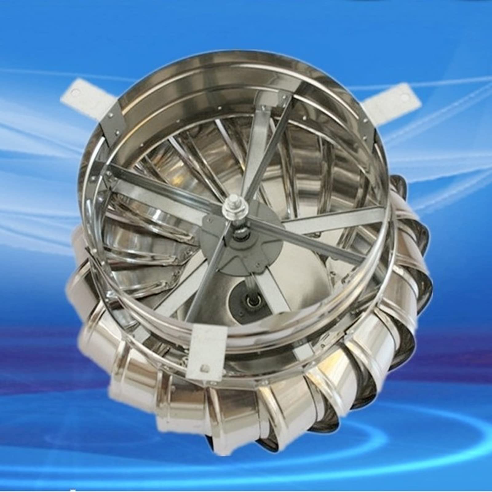 Comignolo in Acciaio Inox con Ventilatore Antivento - Cappuccio Rotante Antivento da 160 mm per tetti, scarichi e camini - e Soluzione di Ventilazione efficiente