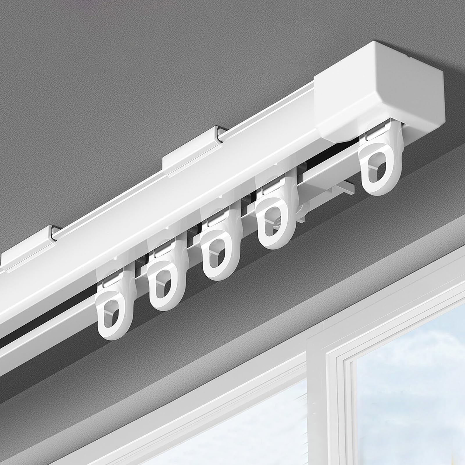 Rail de plafond extensible en aluminium ultra fin pour rideau de maison et bureau
