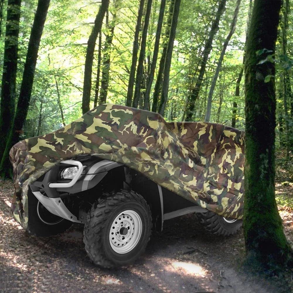210D Funda para Quad ATV Impermeable 4 Ruedas Cubierta Exterior Protección UV al Aire Libre Camuflaje 256 * 110 * 120cm