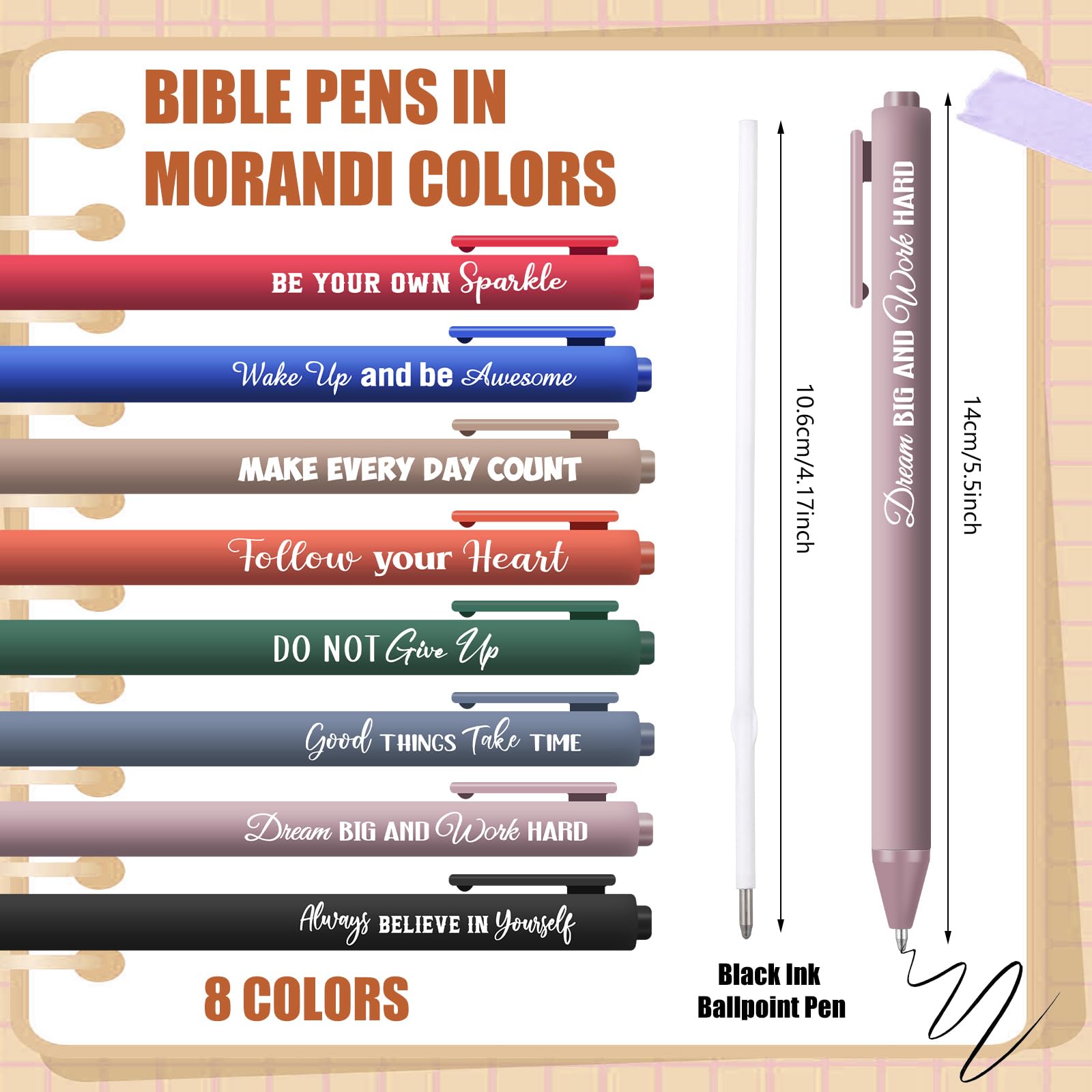 Tenare 24 Pcs Inspirational Ballpoint Pens Motivational Quote Positive Retractable Religious Catholic Black Ink Pen Thank You Appreciation Gift for Christmas Colleagues Teachers Nurse(Classic) - Image 3
