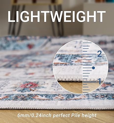 Miniatura 5 de zesthome Alfombra lavable de 5 x 7, resistentes a las manchas, para sala de estar, dormitorio, parte trasera antideslizante, decoración del hogar,
