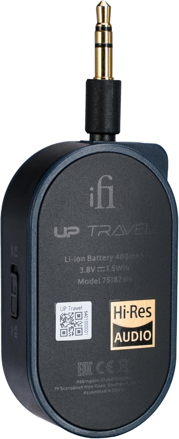 iFi UP Travel - Portable HI-FI Bluetooth 5.2 Transmitter and Receiver - Supports Dual Headphone Pairing - 3.5mm AUX Wireless Audio Transmitter for Use in Cars, Airplanes, or While Traveling