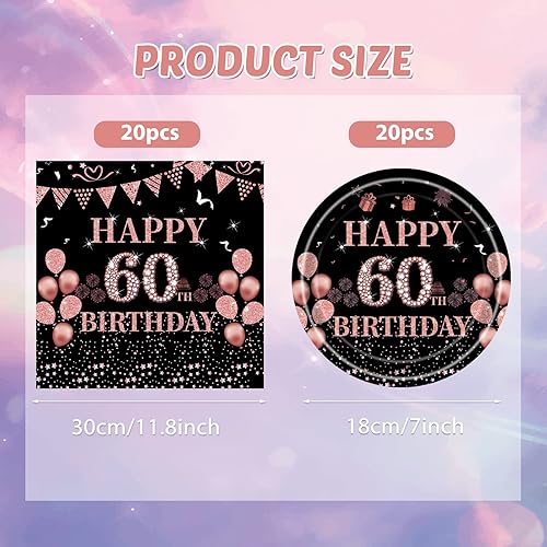 Miniatura 2 de KHAIVI 40 piezas de decoraciones de fiesta de cumpleaños 60 para mujer, decoraciones de cumpleaños de 60 años para mujer, decoración de mesa de