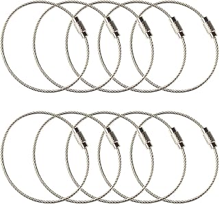 Stainless Steel Wire Keychains 1.5mm 6.3 Inches Aircraft Cable Key Ring Loops for Hanging Luggage Tags or ID Tags (25 Pack)