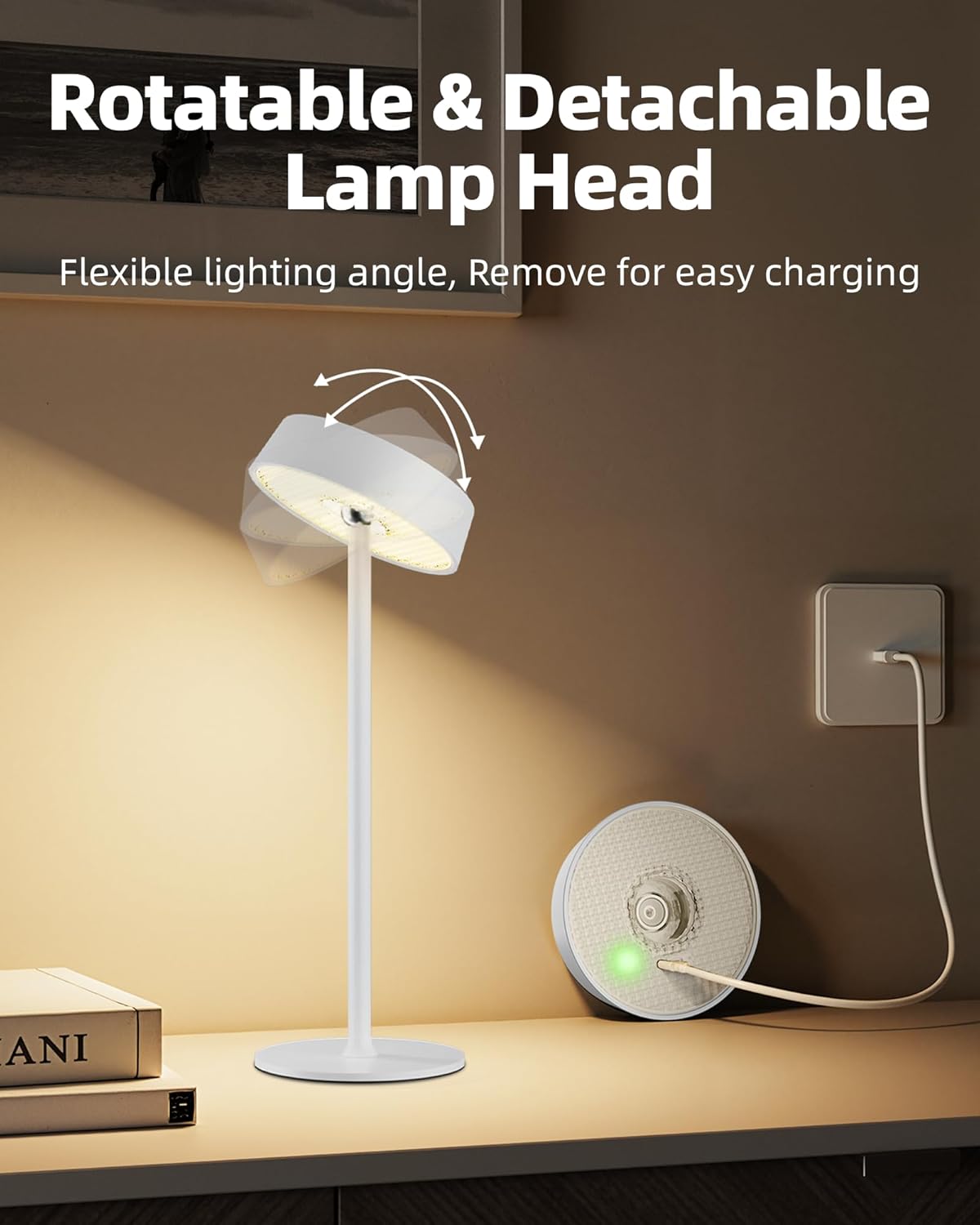 Cordless Lamp, Rechargeable Table Lamp, Battery Operated, RGB Dimmable Touch Control, 3 Color Temperatures, LED Memory Function, Portable Outdoor Waterproof, Restaurant Dining Patio Kitchen, White 2Pc