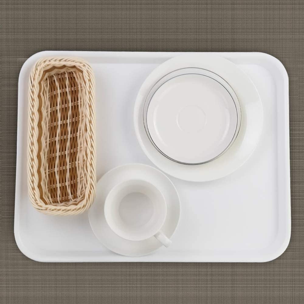24 vassoi in plastica antiscivolo, resistenti alle temperature per cucina, sala da pranzo, caffè, 360 x 270 x 20 mm, in polipropilene, colore: bianco