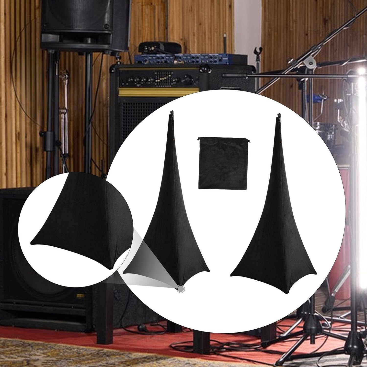 2個 DJライトスピーカースタンドカバー 照明三脚スタンド スクリム ユニバーサルスピーカー