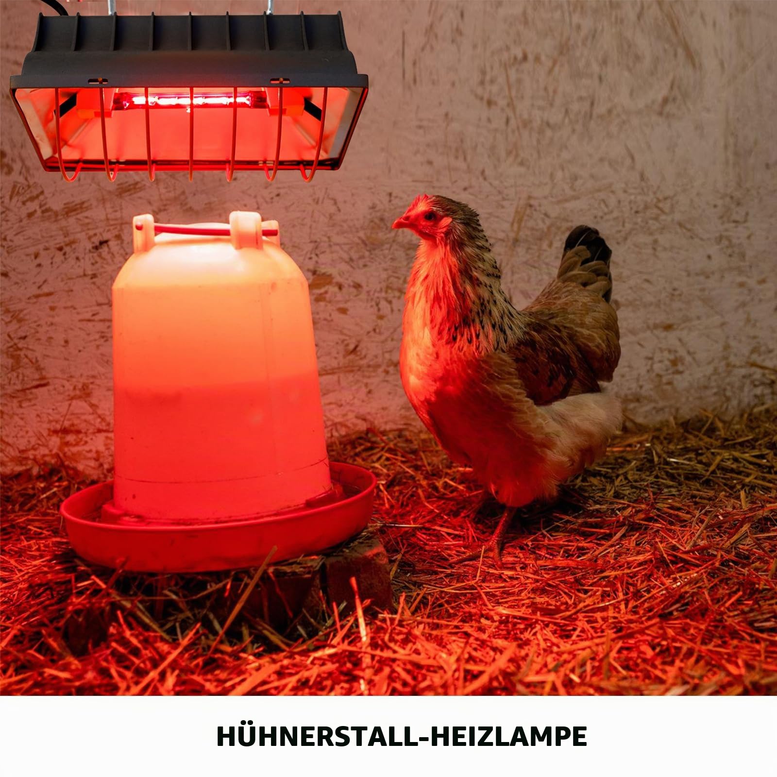 PORFOYO Wärmelampe Tiere Lampenschirm, Rotlichtlampe Wärmelampe 175 W Für Hühner, Infrarotlampe Wärmestrahler Mit Sparschalter, Kückenlampe Für Küken, Welpen, Brüter, Lämmer, Enten