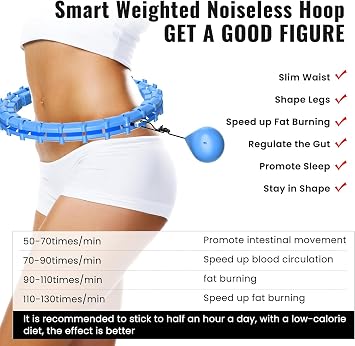 maicifi 65inch 32 Knots Plus Size Quiet Weighted Hula Infinity Fitness Detachable Hoops Smart Silent Infinity Hula for Women 2 in 1 Waist and Abdominal Workout Hoop