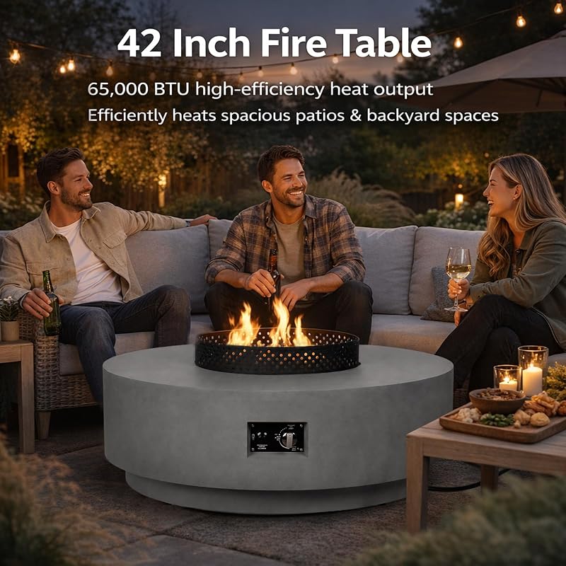 Gas Fire Pits for Outside Patio, 42 Inch 3-PC Propane Fire Pit Table image 3
