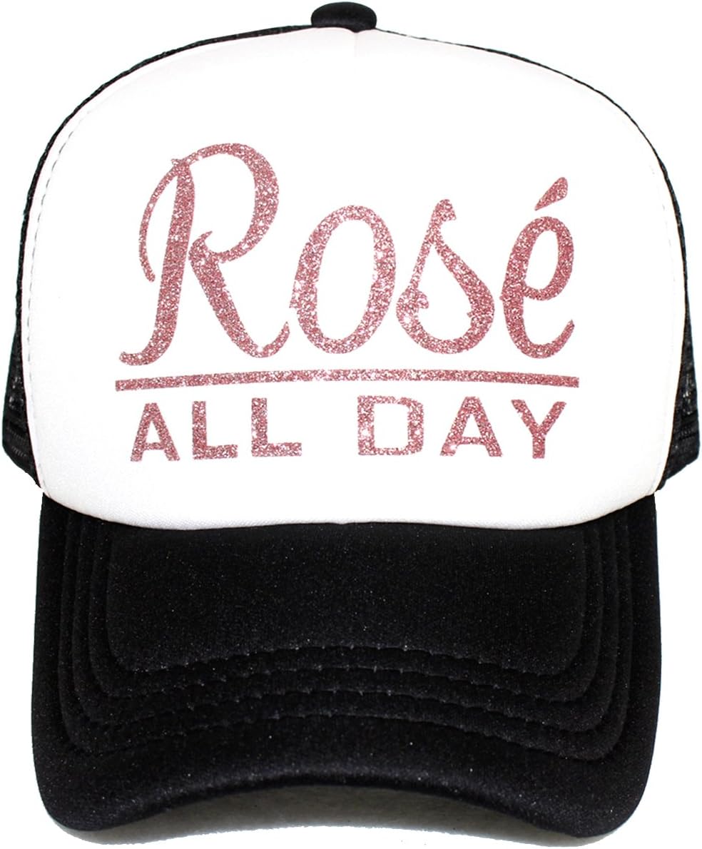 High Limit Rosé All Day Rose Gold/White Trucker Hat with Rose Gold Glitter Lettering Accessories