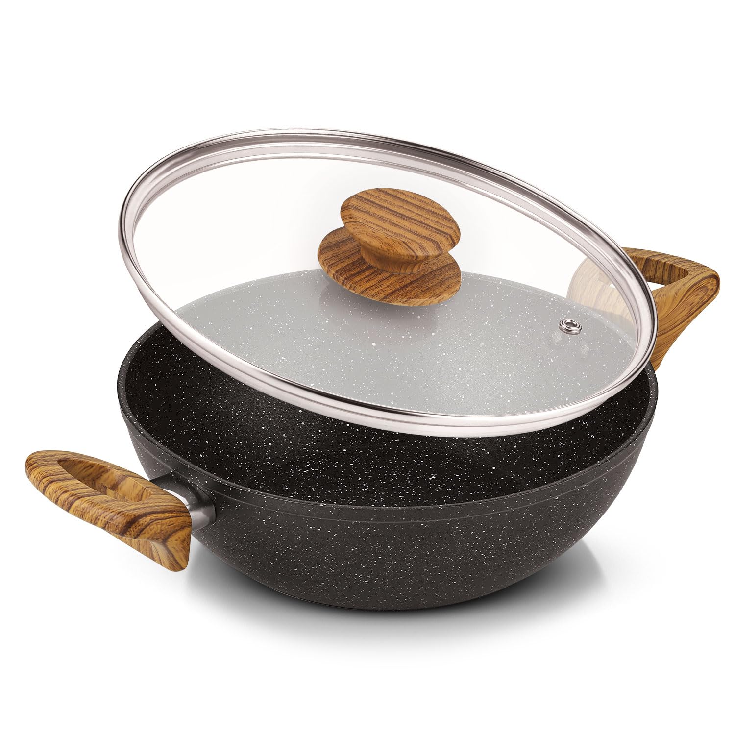 Bergner Ivory Black Granite Kadai - 2.5L Non-Stick Cookware -2