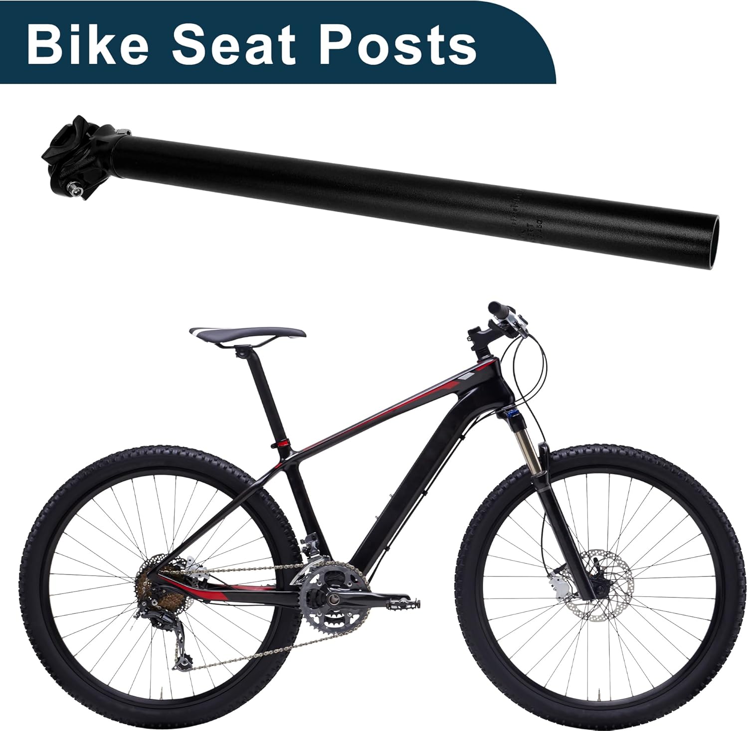 Bike Seat Posts Adjustable Angle Bike Saddle Post Seat Tube Black 1 Pc 30.9x450mm Aluminum Alloy