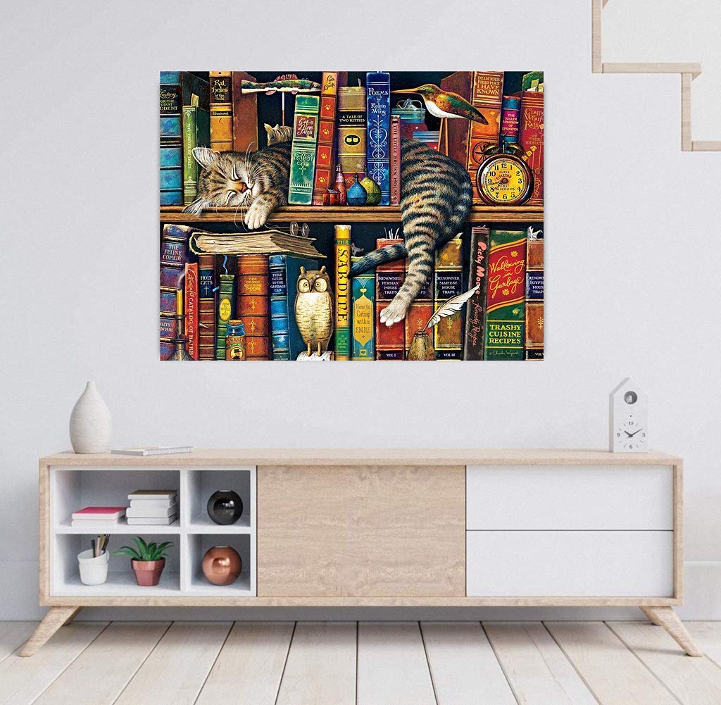 Puzzle 1000 Pezzi Per Adulti - Donna Anziana Legge Rivista Con Gatto - 50x70 Cm, Gioco Da Tavolo, Regalo