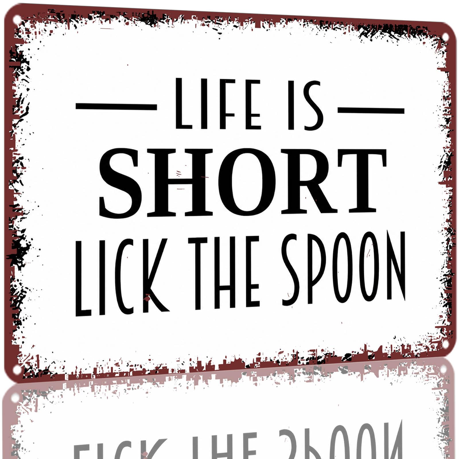 Kwqdozf As Pic Life Is Short Lick The Spoon Decorative Metal Tin Sign 8X12 Inch Aluminum W