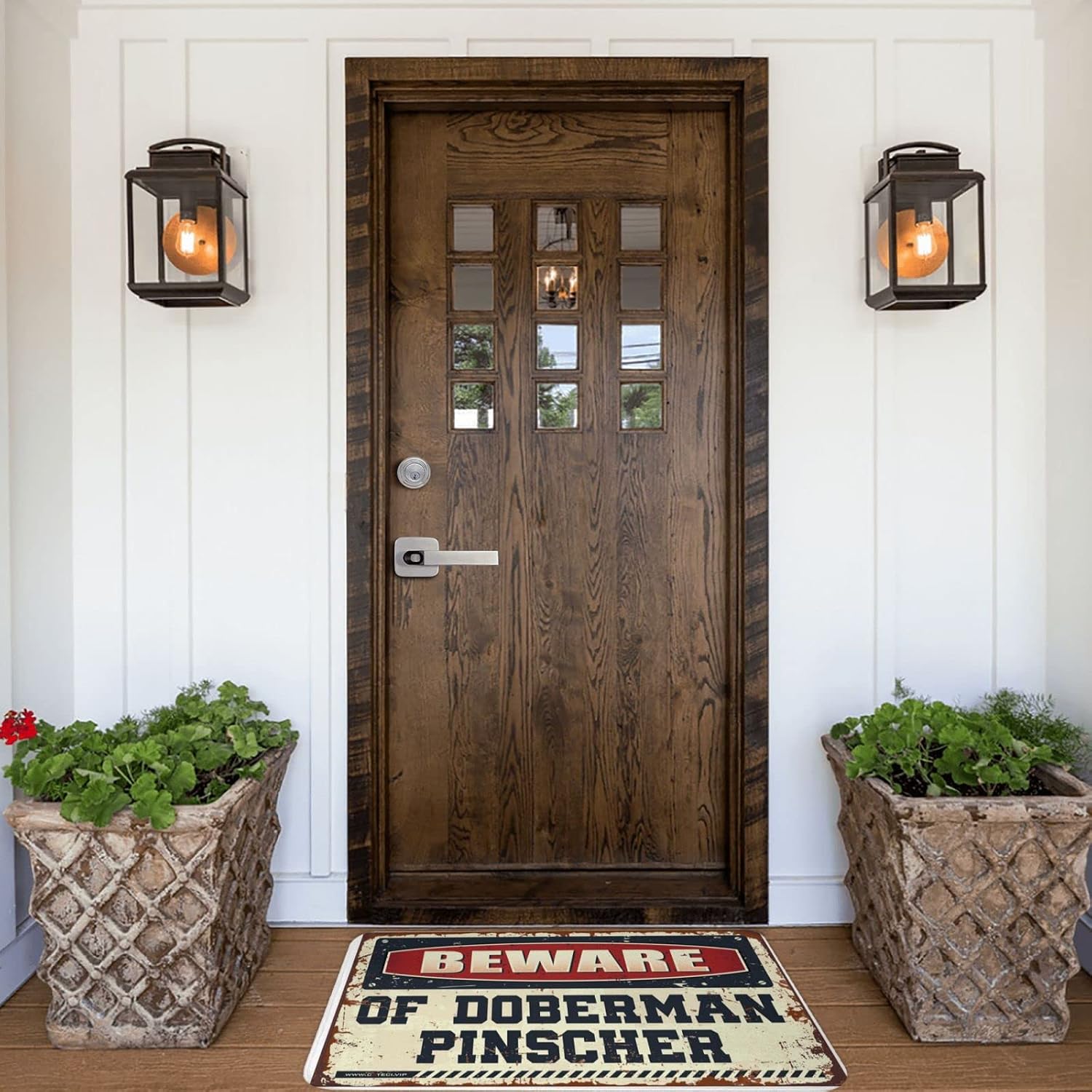 Welcome Doormat Outdoor Entrance Hello Beware of Doberman Pinscher Doormat Spring Door Mat Outdoor Stuff for Boys Room(50X80CM)
