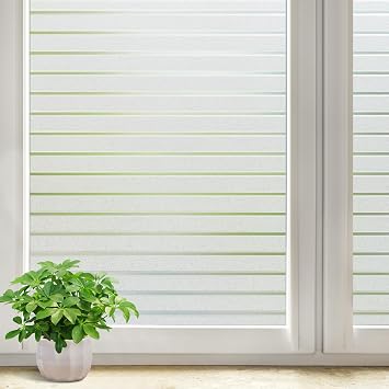 DOWELL Window Privacy Film, Frosted Glass Film, Blind Pattern, 35.4"x78.7" | Blinds Imitation Decor, Full Privacy Coverage, Sun Heat Insulation, Static Cling, Non-Adhesive, for Home, Office Doors