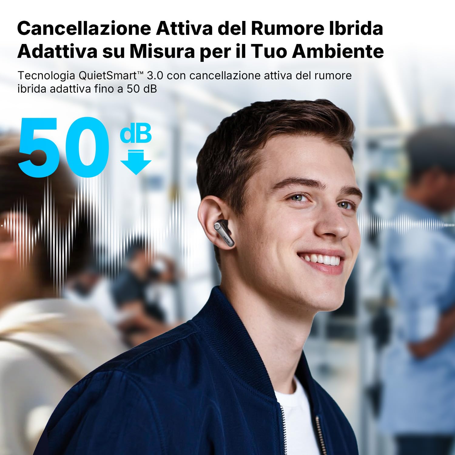 EarFun Air Pro 4+ Cuffiette Bluetooth, Cancellazione Adattiva del Rumore | 6 Microfoni, Doppio Driver, Hi-Res Audio, LDAC, Qualcomm aptX Lossless, Bluetooth 6.0, 54 Ore, Ricarica Wireless, IP55, Nero