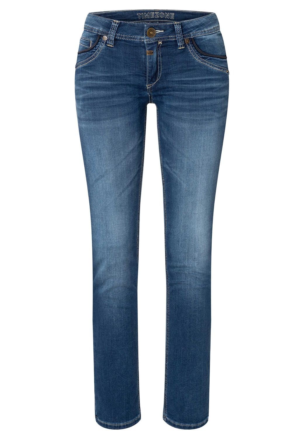 Timezone Damen Jeans Slim TAHILA TZ - Mid Waist - Slim Fit - Blau W25-W33 Stretch