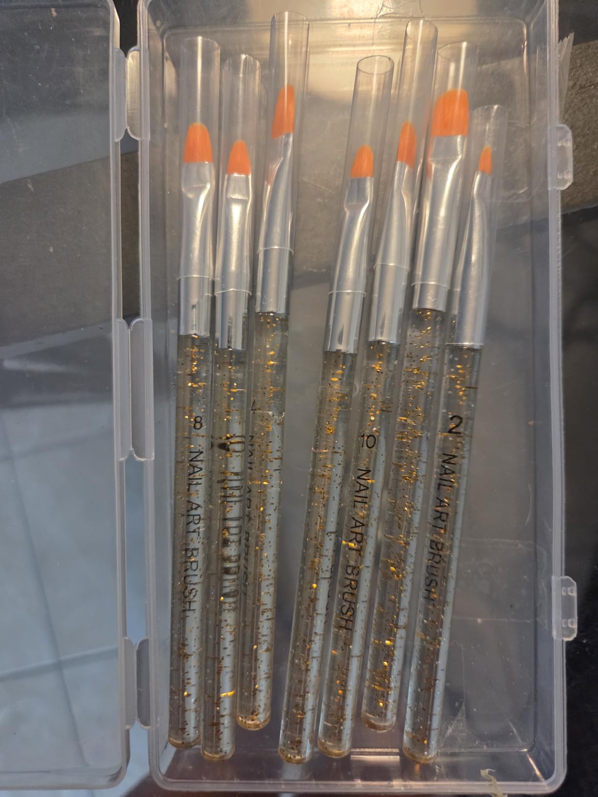 Aoshang 7Pcs Uv Gel Nail Brush, Poly Extension Gel Brush, Nail Art Tips Builder Painting Pen Set(No.2/4/6/8/10/12/14)