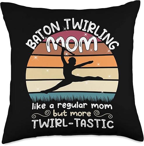 Cool majorette baton twirling gifts Twirling mom-Baton Twirler Gymnastics Throw Pillow, 18x18, Multicolor