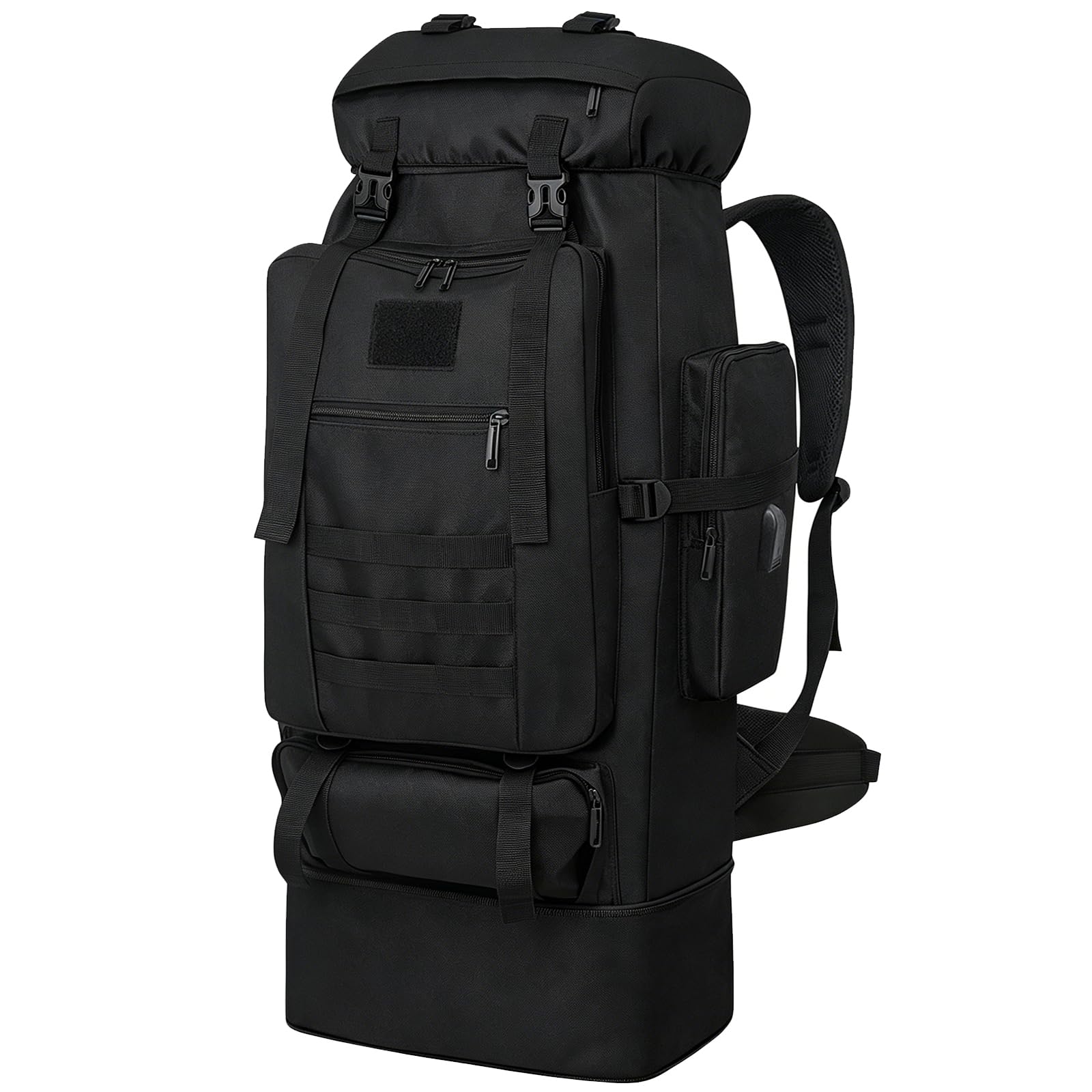 Wesoke 100L Camping Backpack Hiking Rucksack for Men Women, Extra Large Waterproof Outdoor Travel Rucksack, Oversized Thickened Adjustable Military Tactical MOLLE Backpack, Black