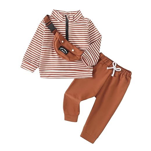 NZRVAWS Toddler Baby Boy 12 Month Clothes Infant 18 Months Boy Gifts Fall Winter Crossbody bag Pullover Sweatshirt Pants Set